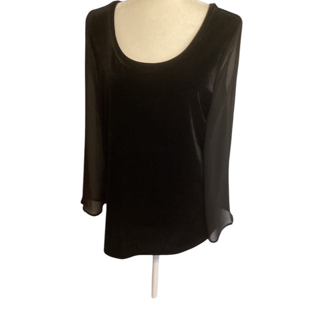 Lynn Ritchie Silver Elegant Black Velvet designer top by size medium